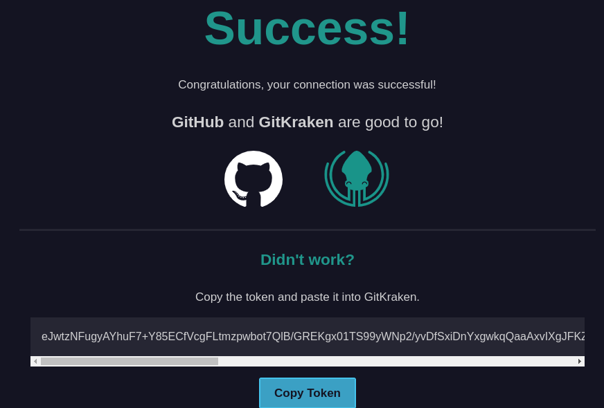 Example of a successful OAuth flow result